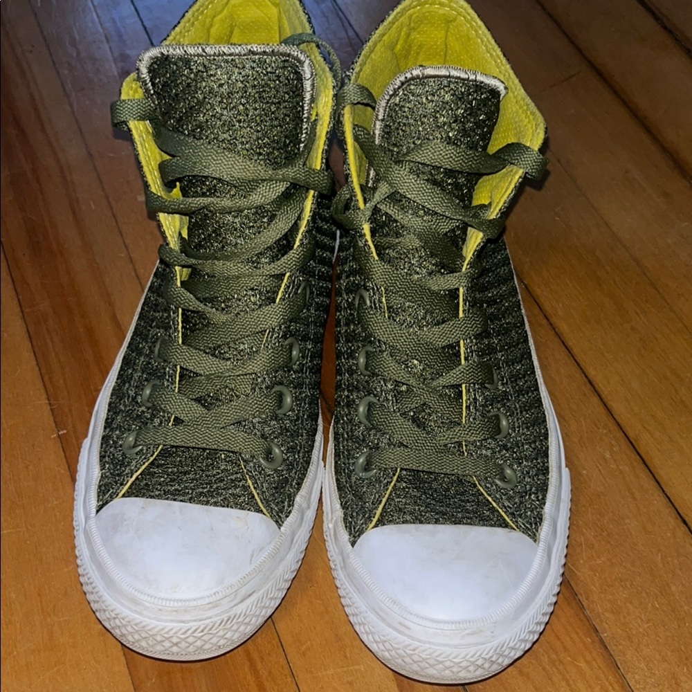 Converse High-Top Sneakers - Olive and Yellow (W8/M6)